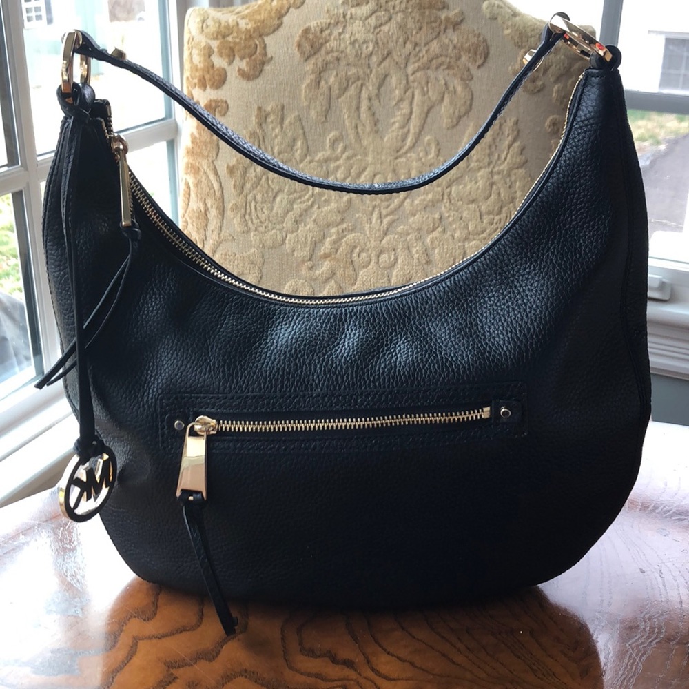 Michael Kors Black Pebble ZipTop Shoulder Bag Hobo